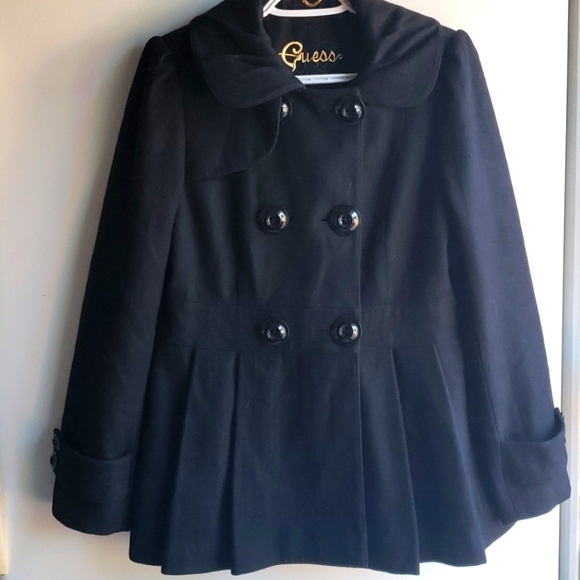 Guess Wool Blend Peplum Double Breasted Jacket - Picture 1 of 11